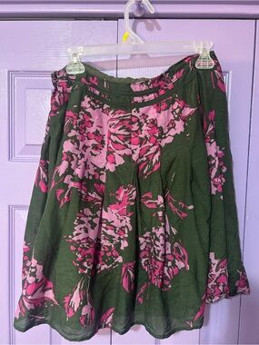 Floral Pink and Green A-Line Women's Skirt